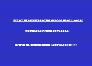 Magyar Kommunista Ifjúsági Szövetség XXI. Kerületi Bizottság Személyi Nyilvántartása